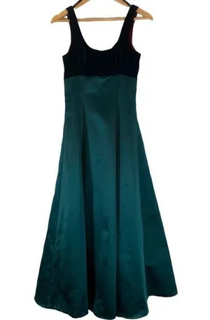 Vintage 1980s Regency Formal Gown Maxi Dress Size 3/4 Ombre teal and burgundy thumbnail 1
