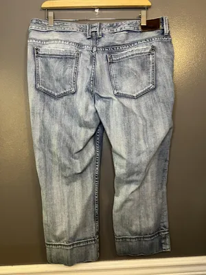 Express Stella Crop Jeans Womens 12 Light Wash Blue Cuffed Cropped Denim thumbnail 4
