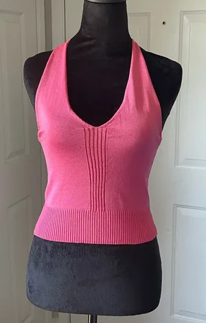 Body By Michelle Ribbed Tie Neck Halter Top thumbnail 1