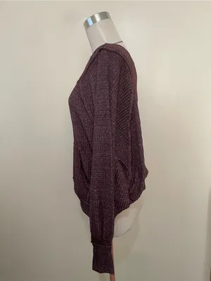 We The Free Mauve Plum Waffle-Knit Scoop Pullover thumbnail 2