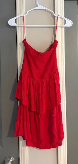 stradivarius Red Tiered Mini Dress thumbnail 1