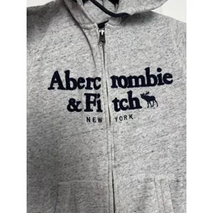 Abercrombie & Fitch Y2K Heathered Grey Full Zip Hoodie Sweatshirt Women's Small thumbnail 5
