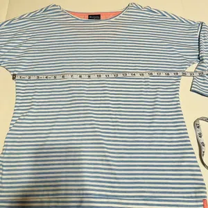 Columbia PFG Blue White Stripe 3/4 Sleeve Women Medium Shirt Top Nautical Summer thumbnail 6