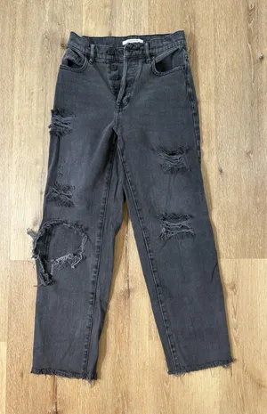 PacSun Black Distressed High Rise Straight Jeans thumbnail 1