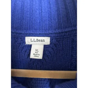 LL Bean Merino Wool Blend Royal Blue Cable Knit Button Front Cardigan XL thumbnail 4