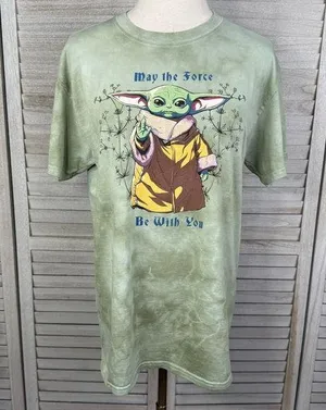 STAR WARS Grogu "May the Force Be with You" Tie Dye T-Shirt Green-Medium thumbnail 1