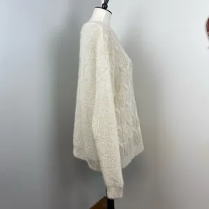 Soft Surroundings Ivory Soft Fuzzy Narcissa Crew Neck Sweater XL thumbnail 4