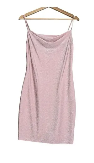 NEW Bebe Mini Dress Women Sz M Pink Sparkling Adjustable Spaghetti Strap Holiday thumbnail 1