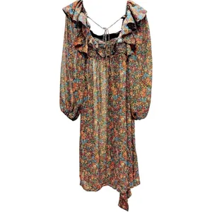 NWT For Love & Lemons Brittany Floral Sheer Ruffled MIDI Balloon Sleeve Dress XS thumbnail 5