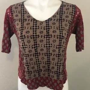 Lucky Brand red black top thumbnail 1
