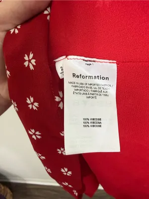 Reformation Bard Dress Mini Red White Floral Size 2 thumbnail 8
