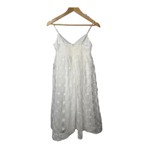 Lulus Floral Lace Midi Dress XS White Bridal Shower Wedding Smocked Coquette NWT thumbnail 5