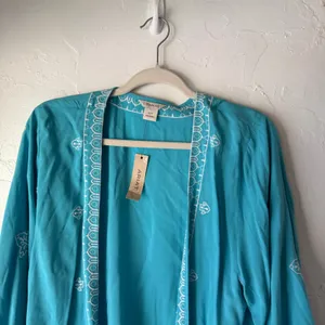 Ariat Misty Kimono Maui Blue‎ Open Front Embroidered Cardigan S/P NWT thumbnail 2