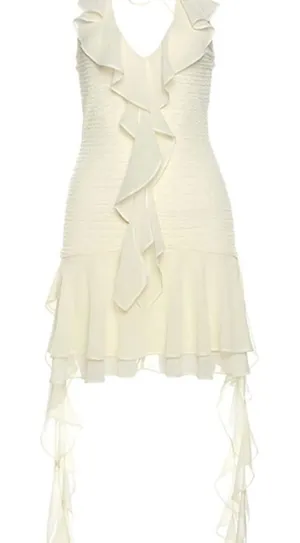 Amazon Ivory Ruffle Halter Dress thumbnail 1