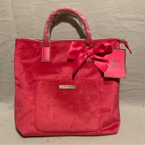 Juicy Couture Fuschia Velvet Bow Convertible Tote Bag Backpack Fairycore Y2K thumbnail 1