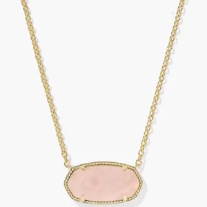 Kendra Scott Gold and Pink Short Pendant Necklace New thumbnail 1