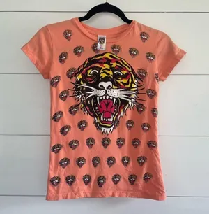 Ed Hardy Women’s Extra Small Y2K Tiger Baby Tee 2000s Vintage thumbnail 1