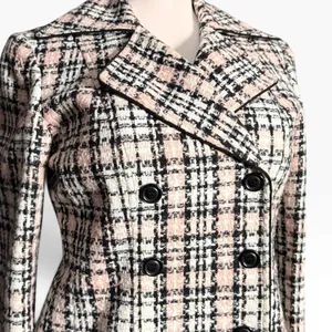 Vintage Jones New York Suit Size 4 Pink Black Plaid Tweed Double Breasted Blazer thumbnail 5