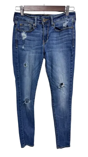 Denizen From Levi's Distressed Jegging Jeans Skinny Fit Blue Stretch Womens 5/27 thumbnail 1