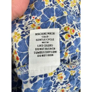 Habitat Clothes‎ to Live In Womens M Blue Yellow Floral Stripe Button Up Shirt thumbnail 7