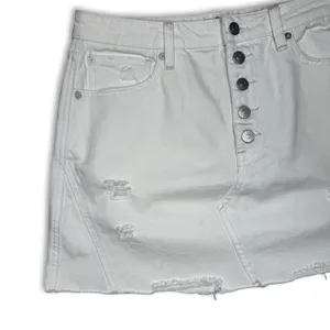 We The Free Skirt 31 White Distressed Denim Button Fly Pockets Free‎ People thumbnail 2
