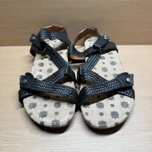 Drexlite Ardell Black Strappy Sandals Size‎ 9M Braided Comfort Cork Footbed Boho thumbnail 2