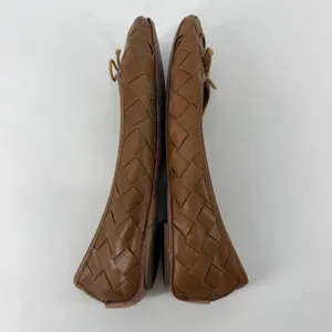 Tory‎ Burch Carlyle Woven Leather Ballet Flats Brown Bow Logo Women's 7M thumbnail 5