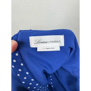 Lovers‎ + Friends Blue Polka Dot Ruffle Off The Shoulder Crop Top Small thumbnail 4