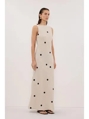 NWT DISSH Beverly in Natural Spot Linen Scoop Back Sleeveless Maxi Dress US 6 thumbnail 10