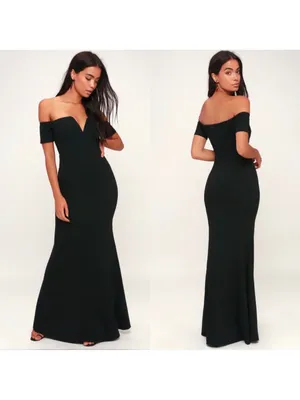 Lulus Lynne Off The Shoulder Maxi Dress Black thumbnail 6
