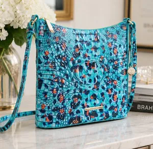 Brahmin Katie Crossbody Frisky Melbourne Blue Leopard Leather Bag NWT thumbnail 1
