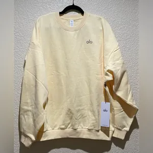 Alo Yoga NWT Accolade Crew Neck Pullover Candlelight Yellow Size L thumbnail 5