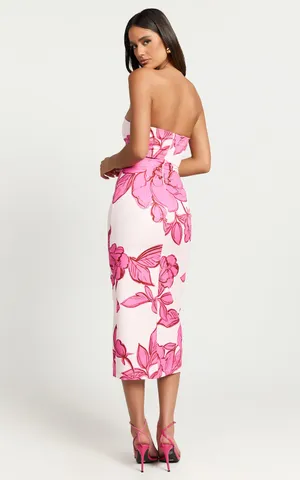 New Showpo Shantelle Midi Dress Strapless Bodycon Back Split Dress Size Large thumbnail 4