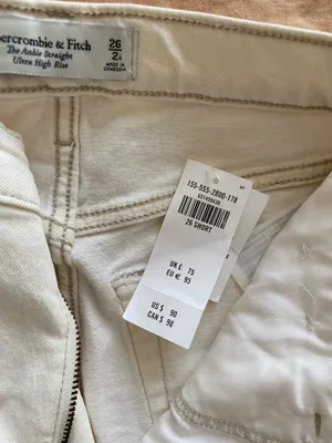 Abercrombie Ankle Straight Ultra High-Rise White Jeans thumbnail 2