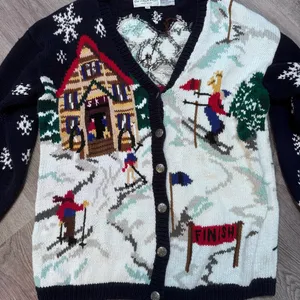 The Eagles Eye 1993 Vintage Ski Winter Holiday Christmas Sweater Cardigan Knit thumbnail 3
