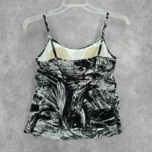 Jamaica Bay Black Ruffle Floral Padded Swimwear Tankini Tank Top Medium M 10‎ thumbnail 2