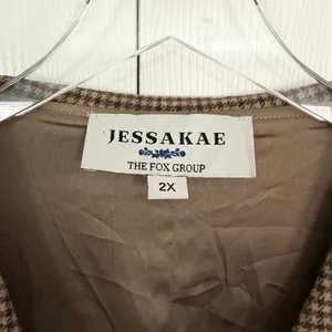 JessaKae x The Fox Group Houndstooth Wrap Dress Coat Puff Sleeve thumbnail 4