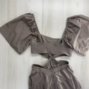 FREE PEOPLE cross of sunlight brown linen sexy travel vacation weekend dress thumbnail 5