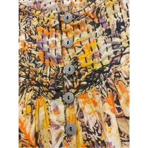Free People We The Free Cool Meadow Midnight Combo Long Balloon Sleeves Boho Slouchy Top L thumbnail 8