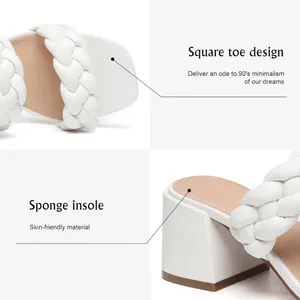 White Braided Short Heel Mule Sandals Size 6.5 thumbnail 3