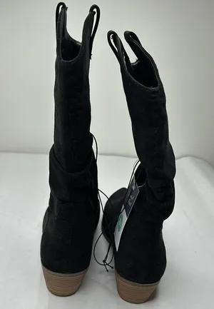 Universal Thread Adaline Knee Height Pull On Western Boots Black thumbnail 3