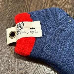 Free People Cozy Slipper Socks NEW Blue Red Grip Bottoms Lounge Cabin Socks OS thumbnail 3
