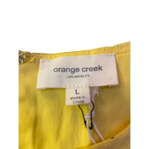 Orange Creek Los Angeles Dress Womens L NEW Yellow Black Polka Dot Modest thumbnail 6
