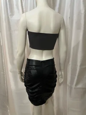 ZARA NWT Gray Strapless Tube Crop Top Size Small | Bandeau Stretch Ribbed thumbnail 4