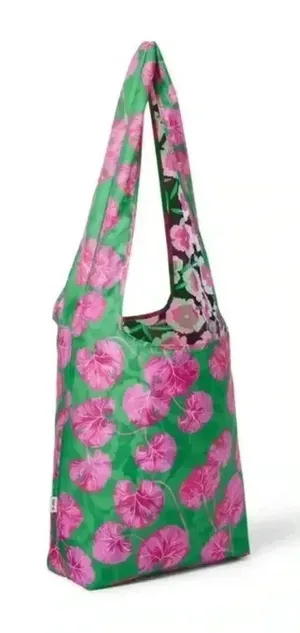 NWT DVF Diane von Furstenberg x Target Poppy Geranium Reversible Reusable Bag thumbnail 1