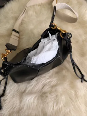 ZARA Women’s Black Leather Shoulder Bag with Contrast Strap thumbnail 5