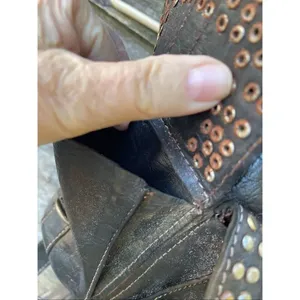 Vintage 70’s leather studded buckles backpack Black thumbnail 12
