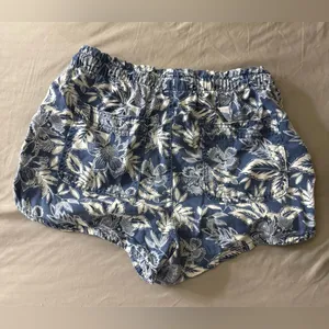 American Eagle Blue & White Tropical Floral‎ Print High Rise Shorts Small thumbnail 4
