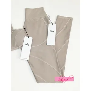 BUNDLE Alo Washed Alosoft Sunray Bra & High-Waist Legging Grey Sky Wash SET XS thumbnail 12