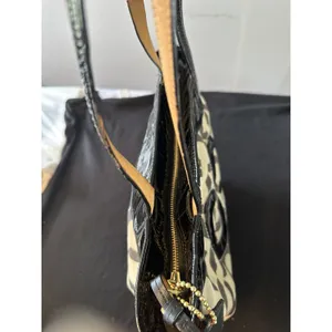 Coach‎ Aubrey Tote Bag Purse Large Designer Y2K Retro Luxury Cream Black Logo thumbnail 8